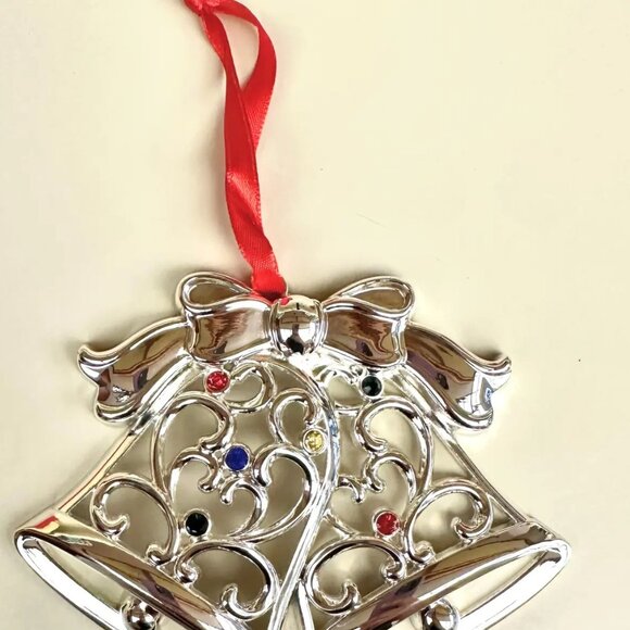 New in Box Lenox Sterling Silver-Plated Christmas Bells Ornament - Picture 2 of 2